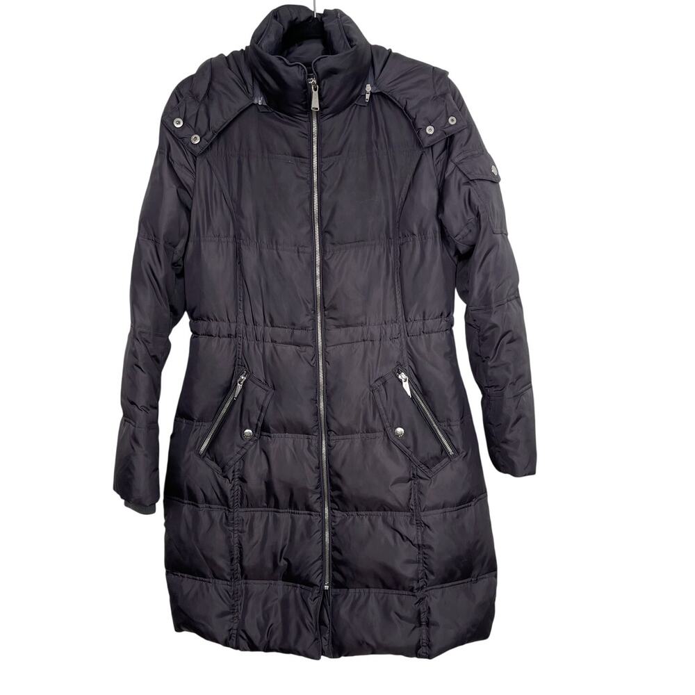 Michael Michael Kors Quilted Parka Jacket XSmall XS Hooded Charcoal Gray Womens